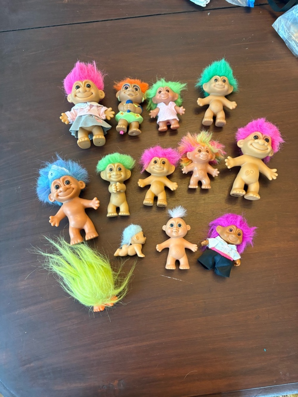 Vintage-Modern Troll Dolls Lot- Assorted Bright Hair Colors- All conditions